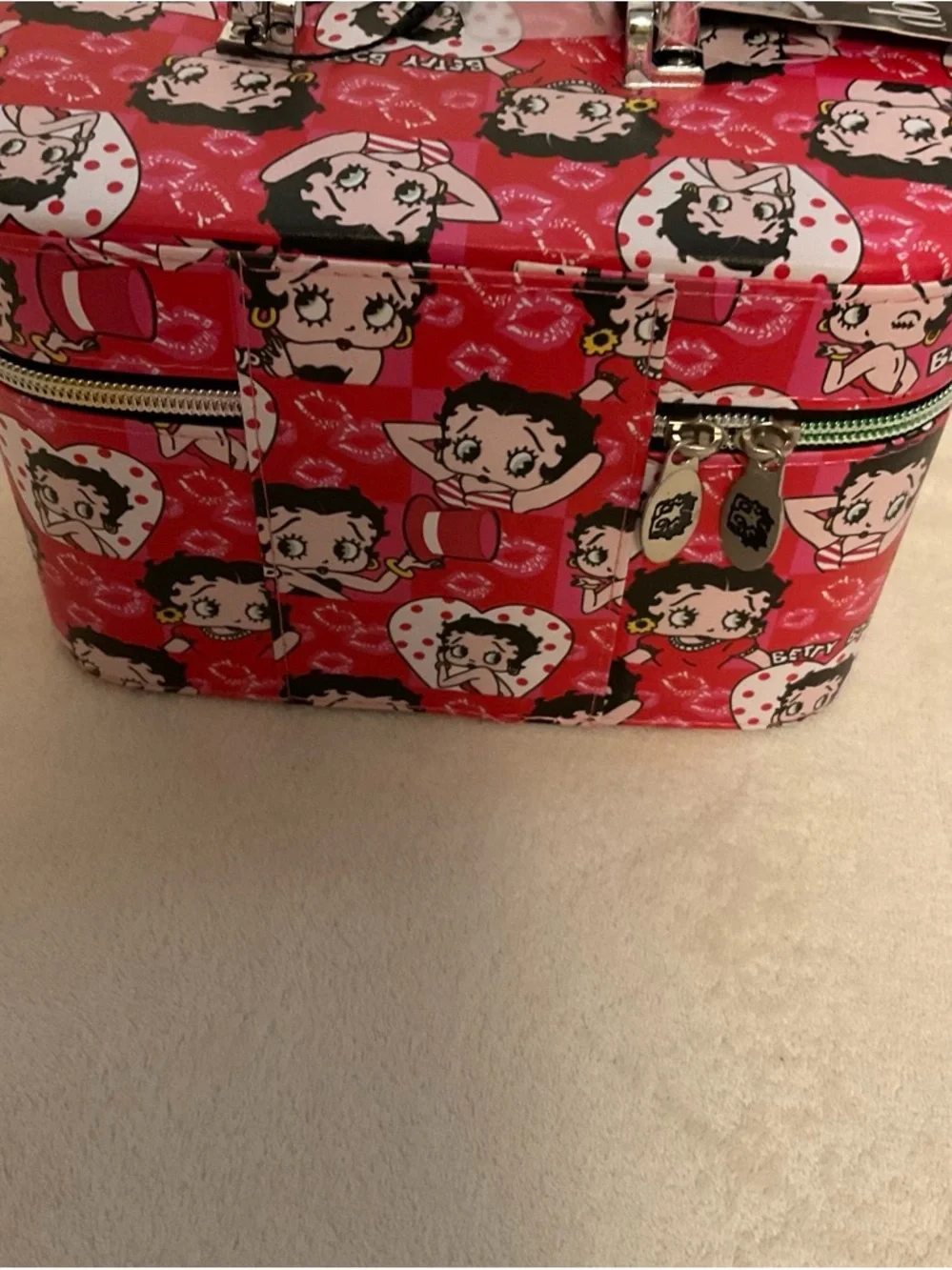 Betty Boop Pink and Black Patterned Cosmetic Case